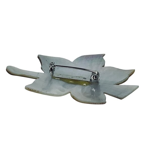 Vintage Abalone Shell Flower Brooch With Iridescent Finish (5846) - Picture 3 of 4